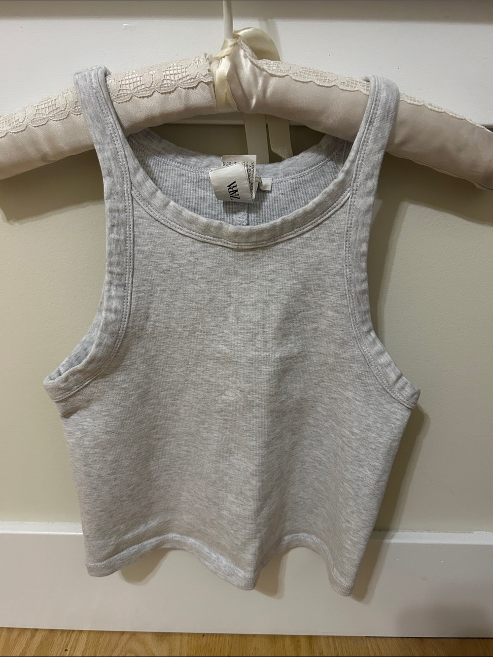 Zara Light Gray Ribbed Crewneck Tank